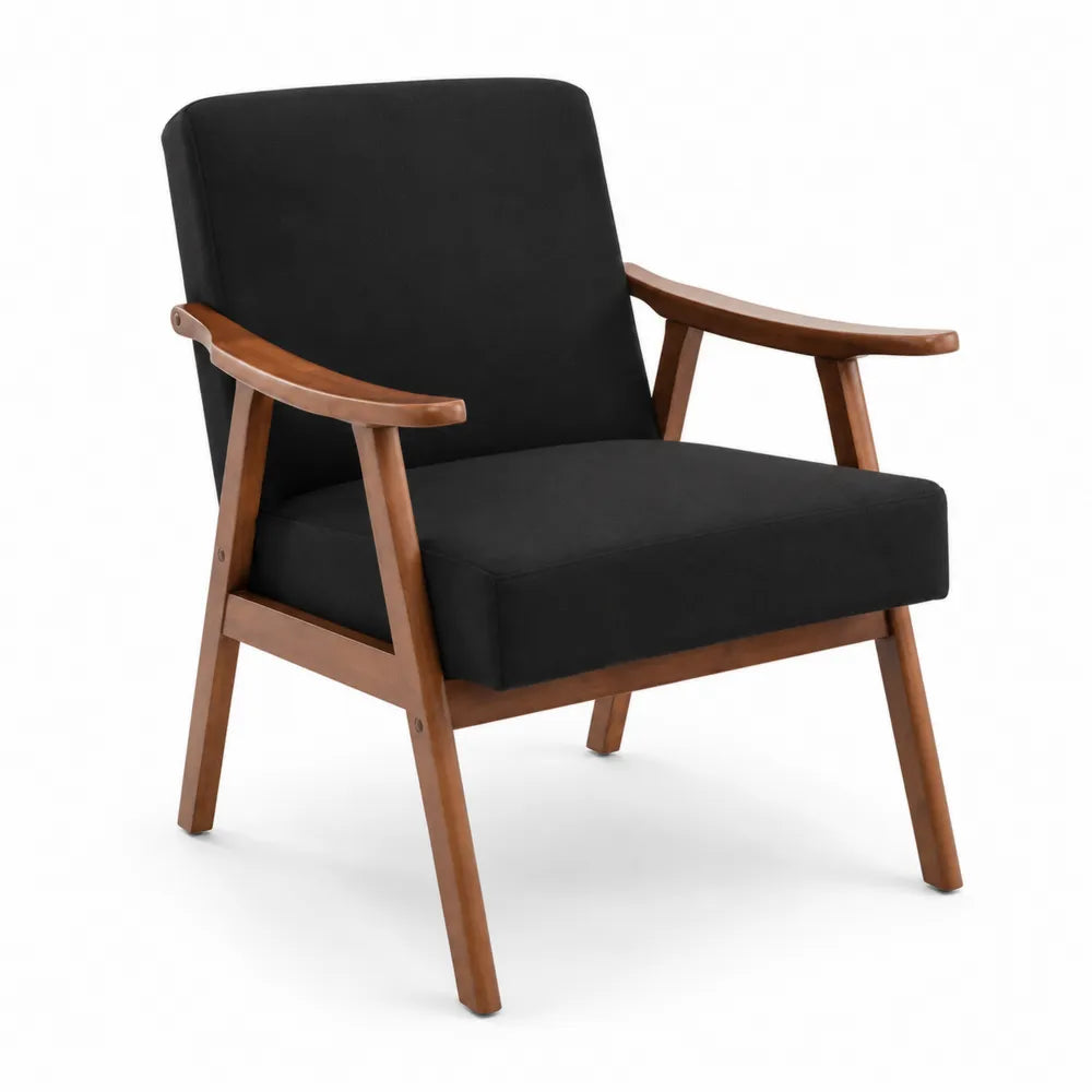 Fauteuil en bois et tissu noir