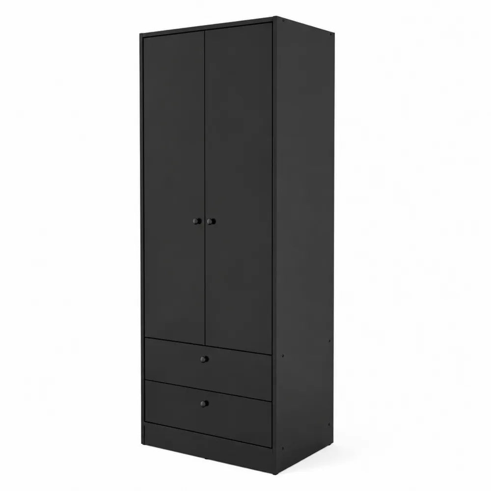 Armoire en Bois Noir avec 2 Portes et 2 Tiroirs