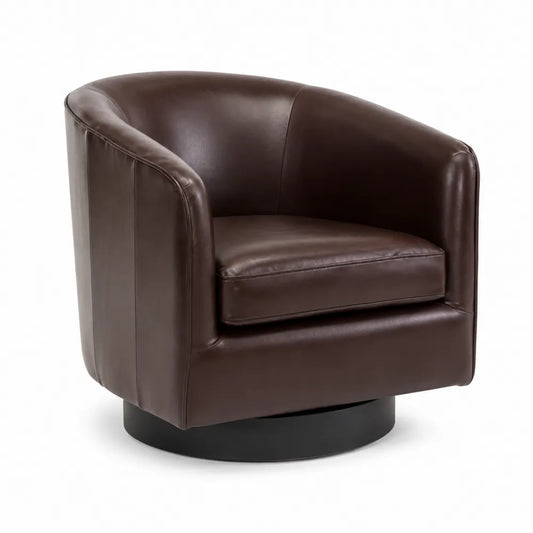Fauteuil pivotant en cuir synthétique marron