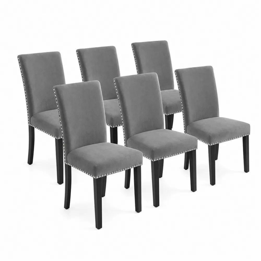 Lot de 6 chaises en velours Gris