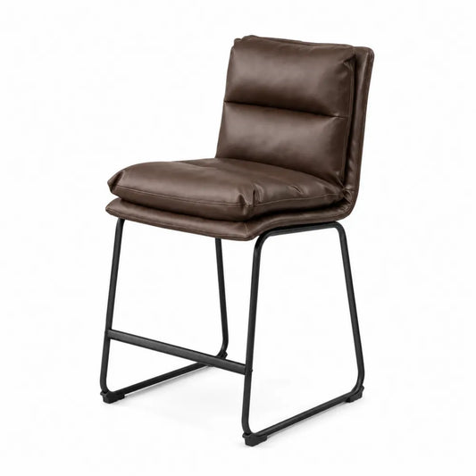 Chaise de bar en cuir brun cadre métal 87 cm