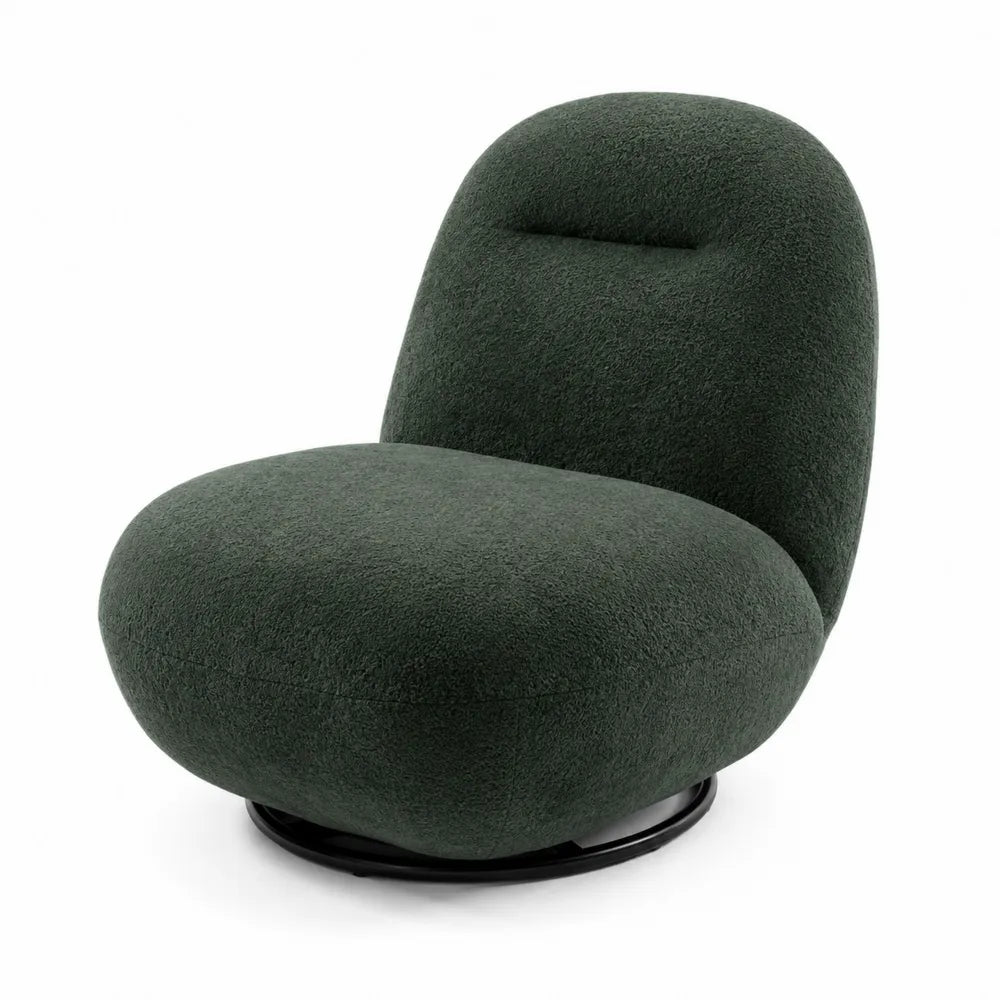 Fauteuil pivotant en tissu polyester mousse acier vert 80cm