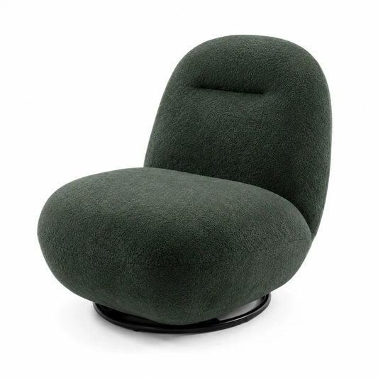 Fauteuil pivotant en tissu polyester mousse acier vert 80cm