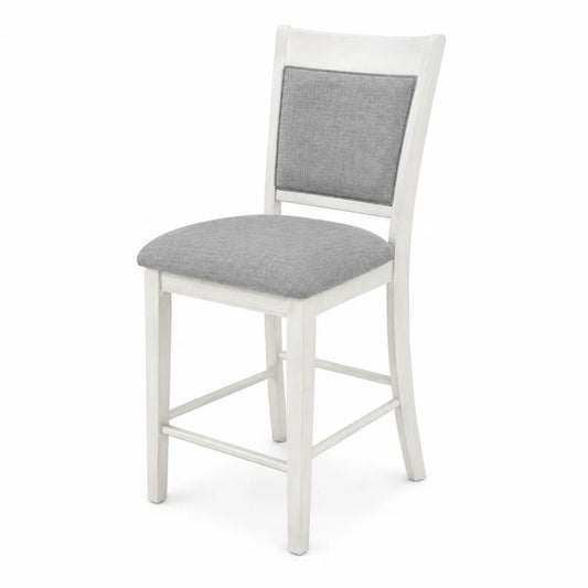Tabouret en bois avec tissu en polyester gris